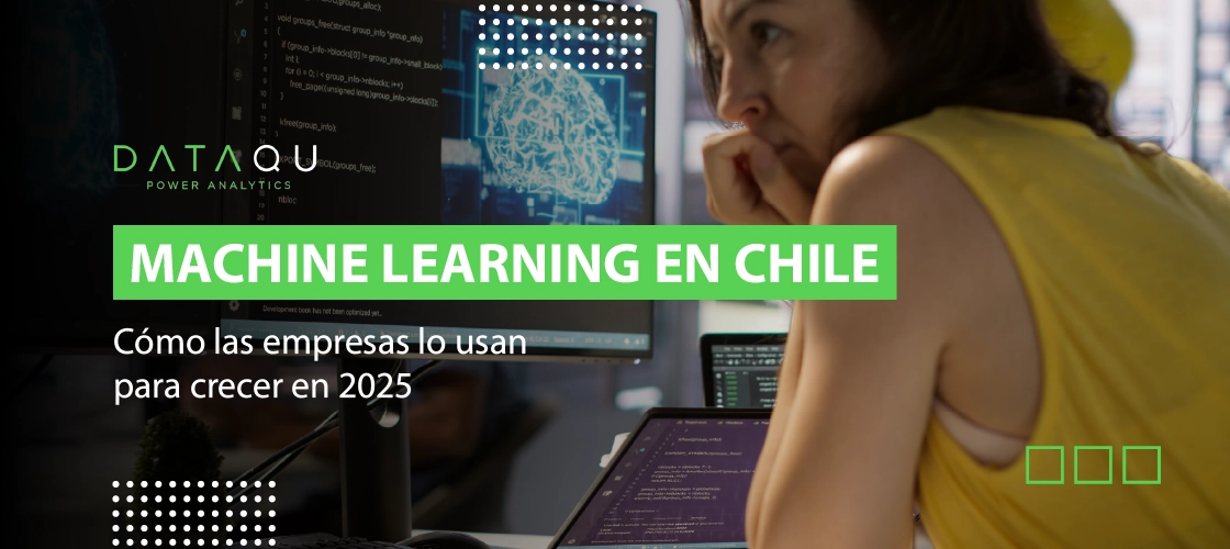 Mujer trabajando con machine learning en Chile aplicado a empresas 2025