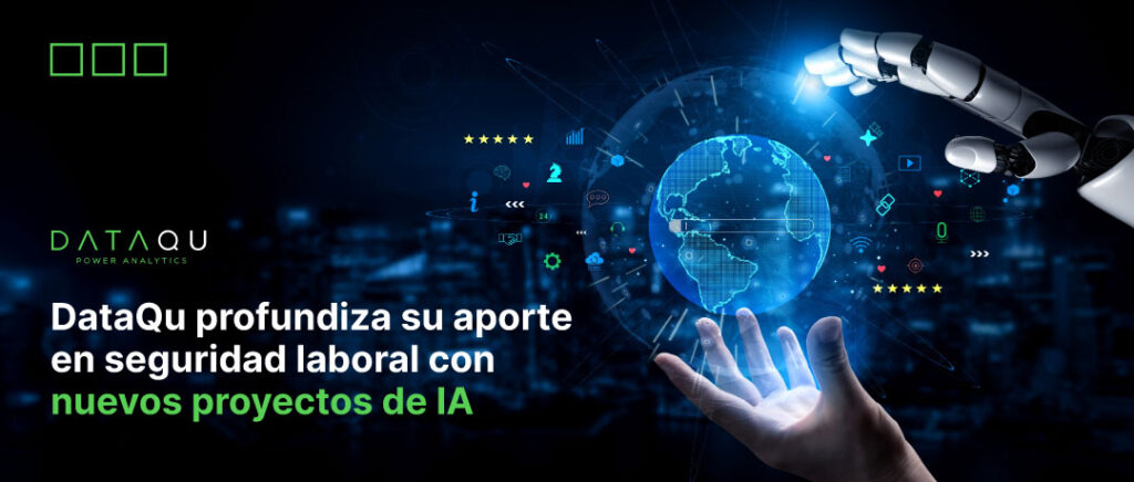 Profesional analizando datos de seguridad laboral con inteligencia artificial aplicada a prevención de riesgos
