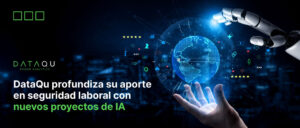 Profesional analizando datos de seguridad laboral con inteligencia artificial aplicada a prevención de riesgos
