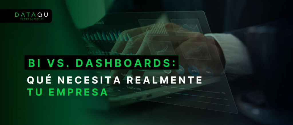 Ejecutivo revisando dashboard de datos en tablet, BI vs dashboards DataQu